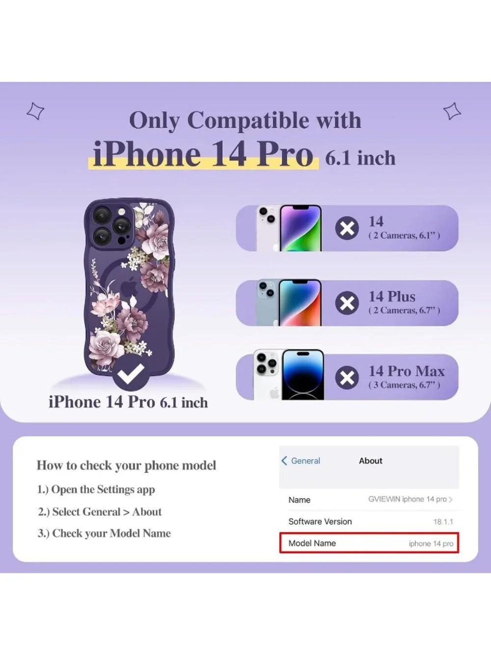 iPhone 14 Pro Cherry Blossoms/Deep Purple Compatible MagSafe Translucent Case